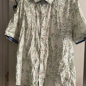 Robert Graham Cream and Blue Patterned Button Down Shirt